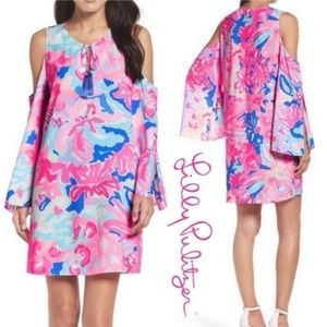 LILLY PULITZER Benicia Cold Shoulder Tunic Mini Dress in Playa Hermosa